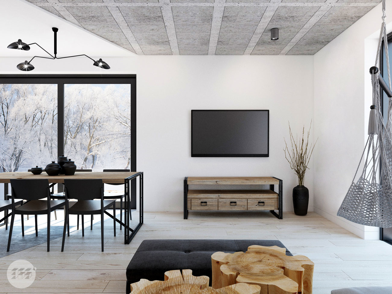 Projekt wnętrza pod Poznaniem - minimalizm - loft - industrial